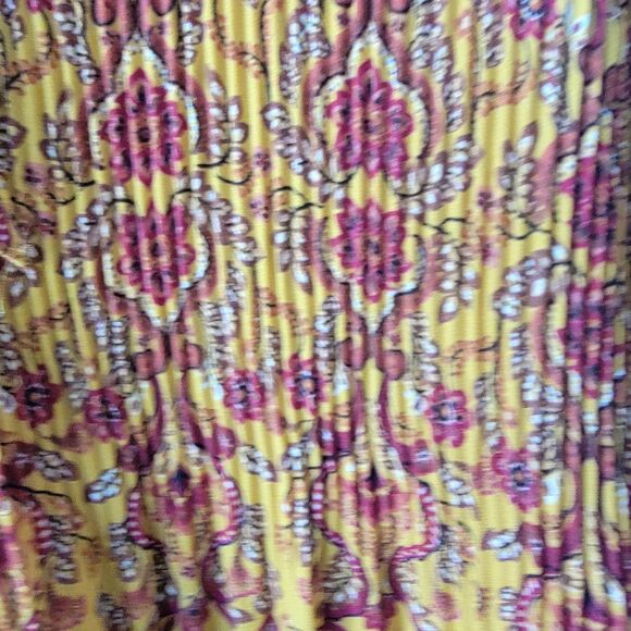 Max Studio women's Pleated top Size XL Bishop Sleeve tie neck boho floral - Picture 5 of 8